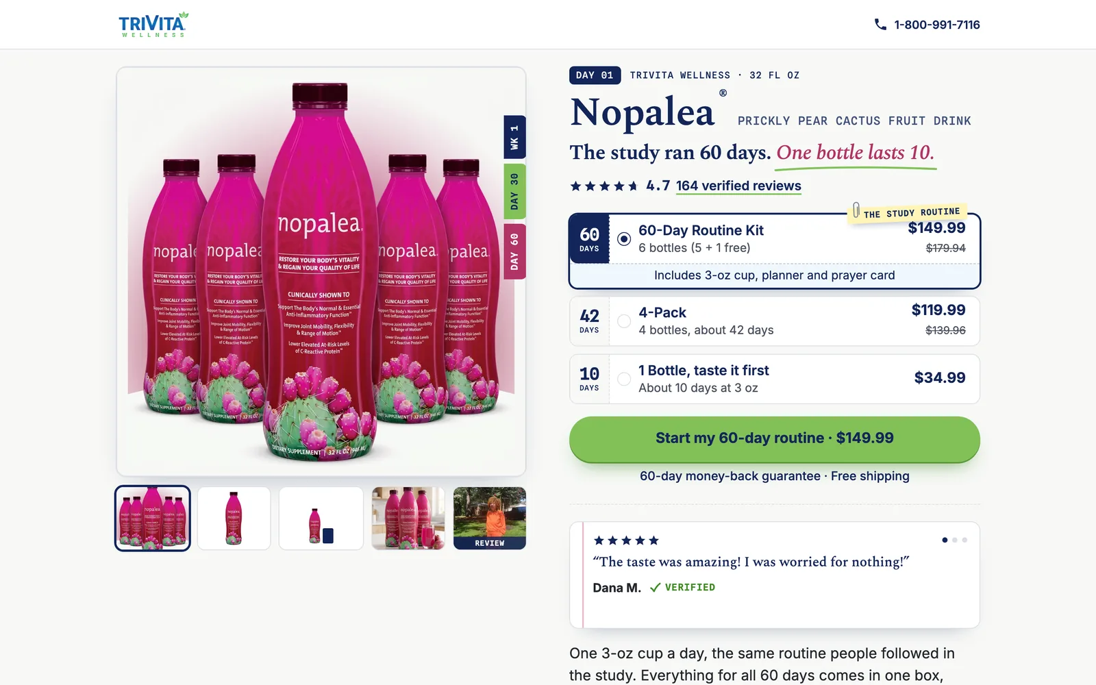 Nopalea product page concept for TriVita, The Planner art direction