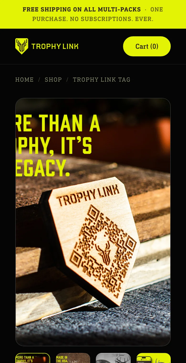 Trophy Link Tag product page